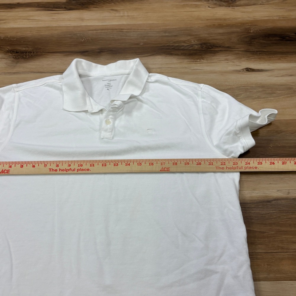 Banana Republic Polo Shirt Mens XL Minimalist Organic Cotton Pique White Classic - Picture 5 of 6